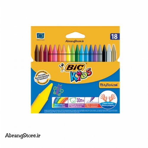 مداد شمعی پلاستی دکور بیک ۱۸ رنگ | BIC PlastiDecor