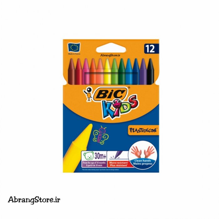 مداد شمعی پلاستی دکور بیک ۱۲ رنگ | BIC PlastiDecor