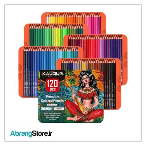 مدادرنگی 120 رنگ جعبه فلزی کالور | KALOUR Colored Pencil